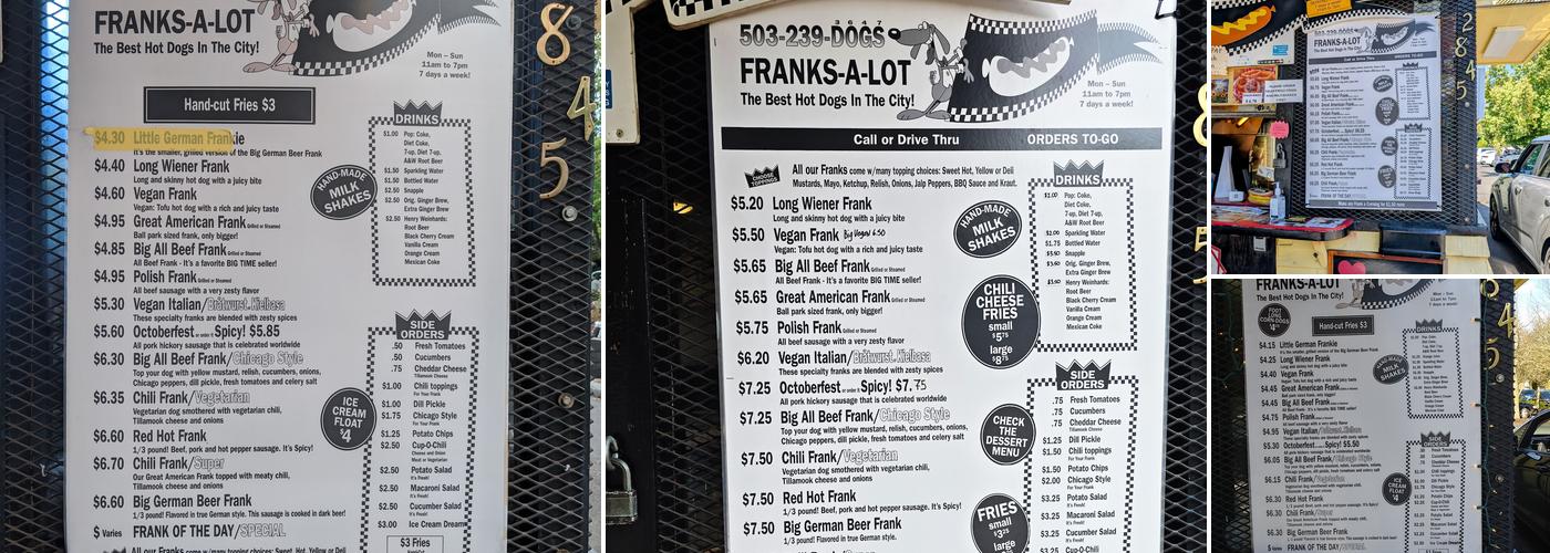 Franks A Lot Menu