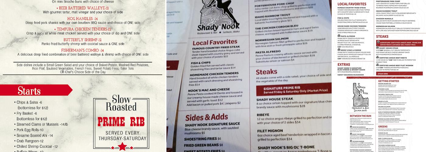 Shady Nook Restaurant & Lounge Menu