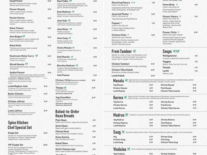 Spice Kitchen Parker Menu