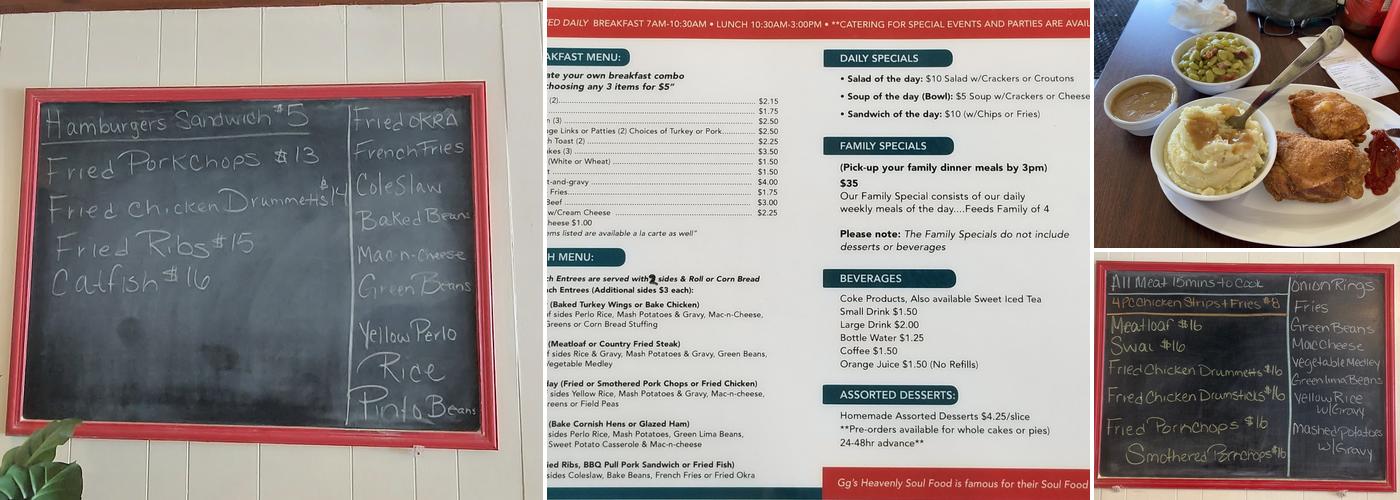 GG's Heavenly Soul Food Menu