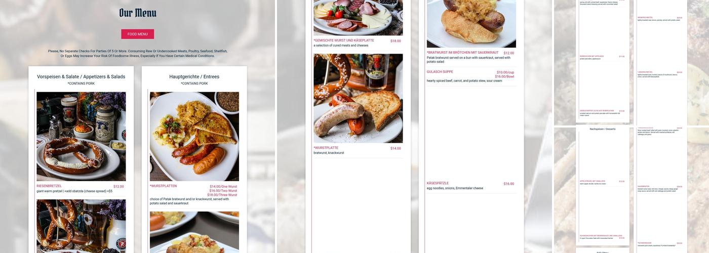 Der Biergarten Menu