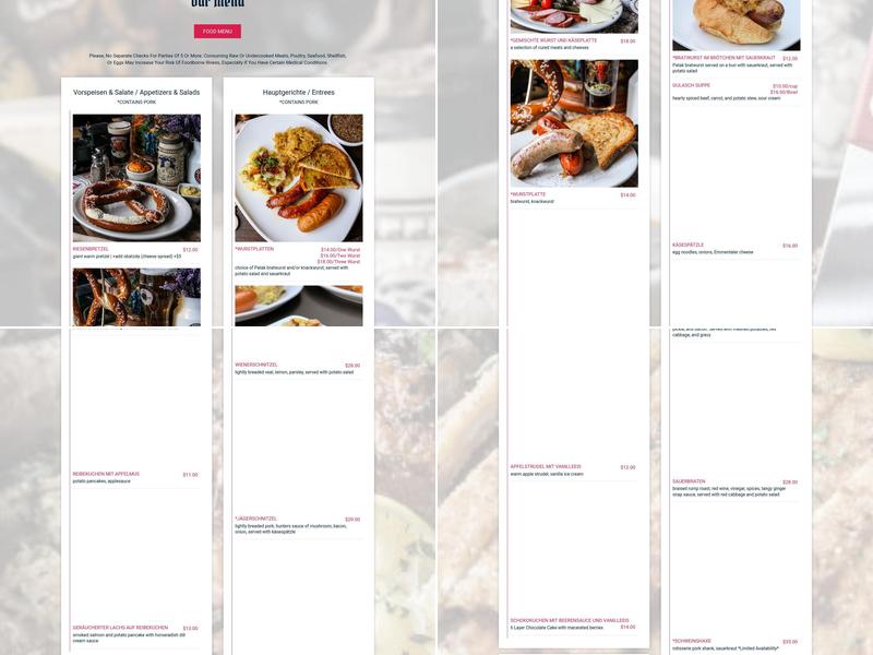 Der Biergarten Menu
