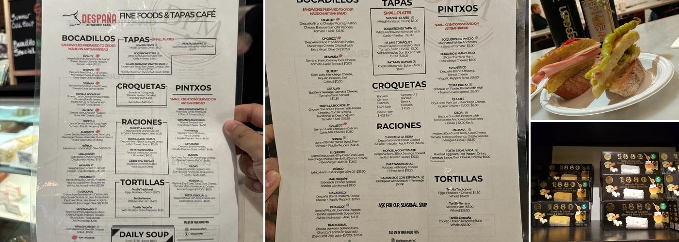 Despaña Menu
