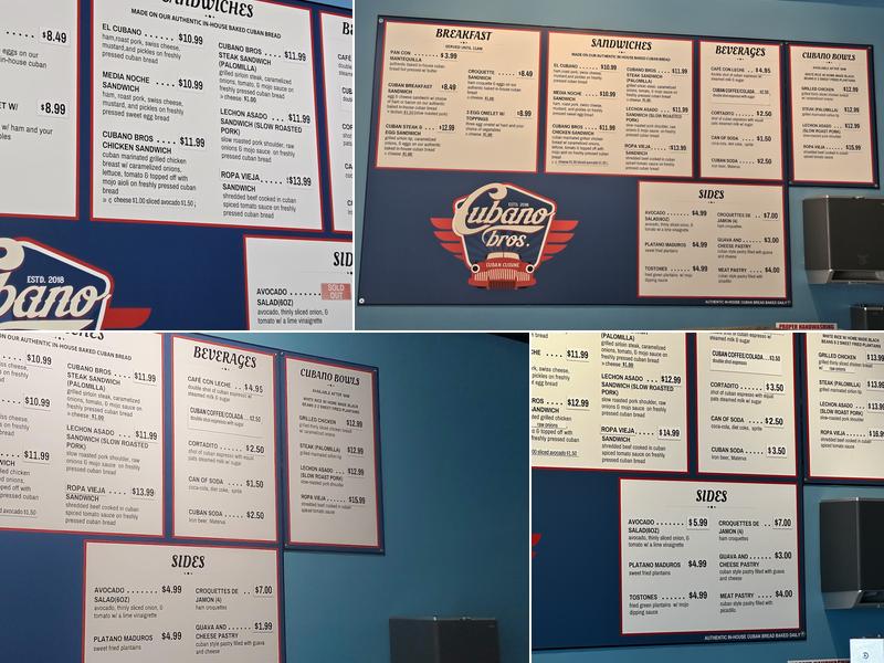 Cubano Bros Menu