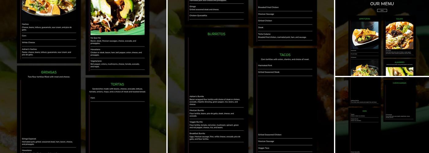 Samano's Mexican Food Menu