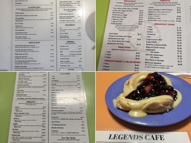 Legends Cafe Menu