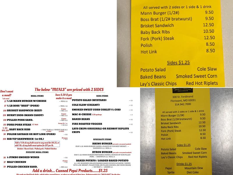 Mann Meats Menu