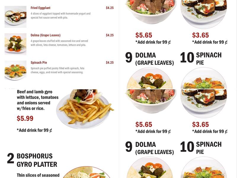 Bosphorus Gyros & Kebabs Menu