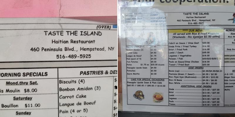 Taste the Island Bakery & Restaurant Menu