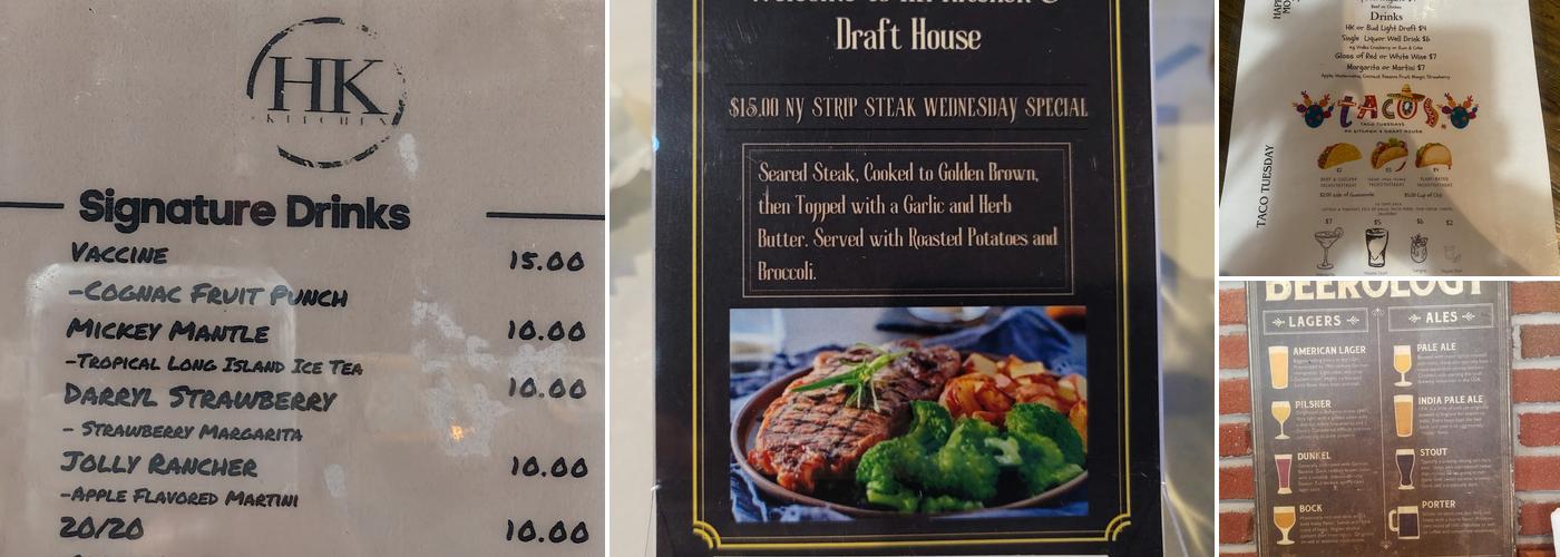 HK Kitchen & Draft House Menu