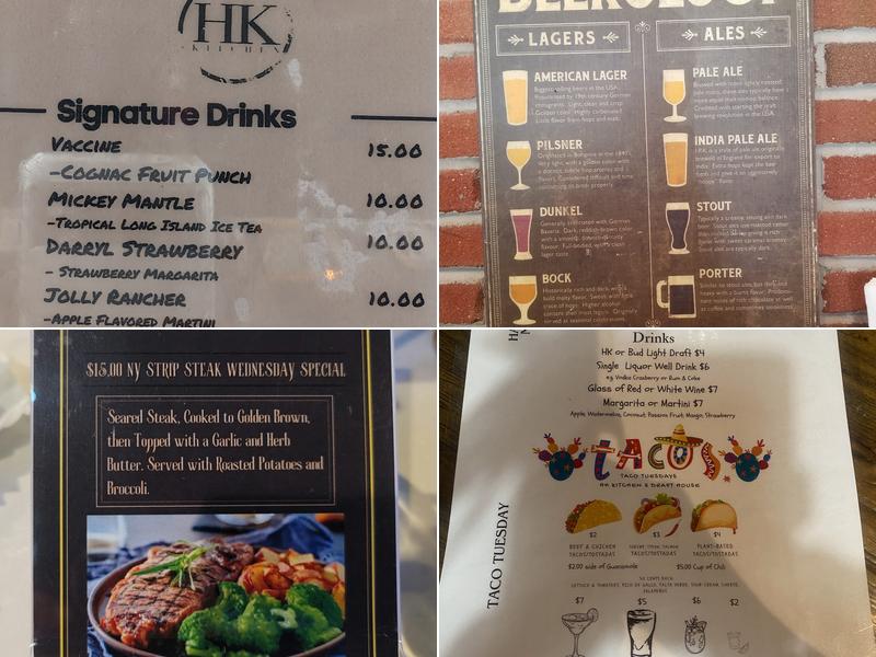 HK Kitchen & Draft House Menu