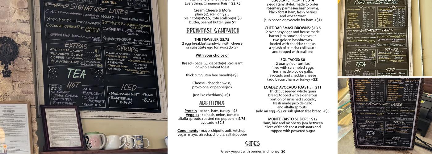 Nomad Cafe and Eatery Menu