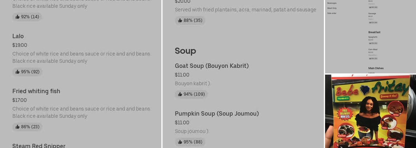 Bebe Fritay Menu