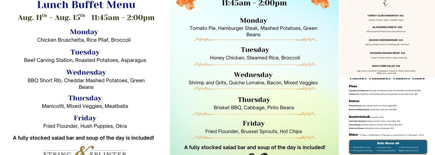 String & Splinter Club Inc Menu