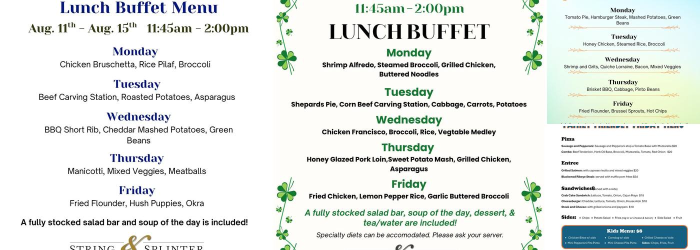 String & Splinter Club Inc Menu