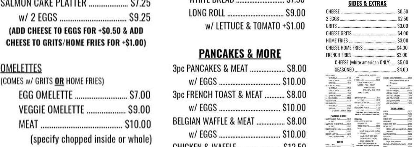 J.S. Breakfast Menu