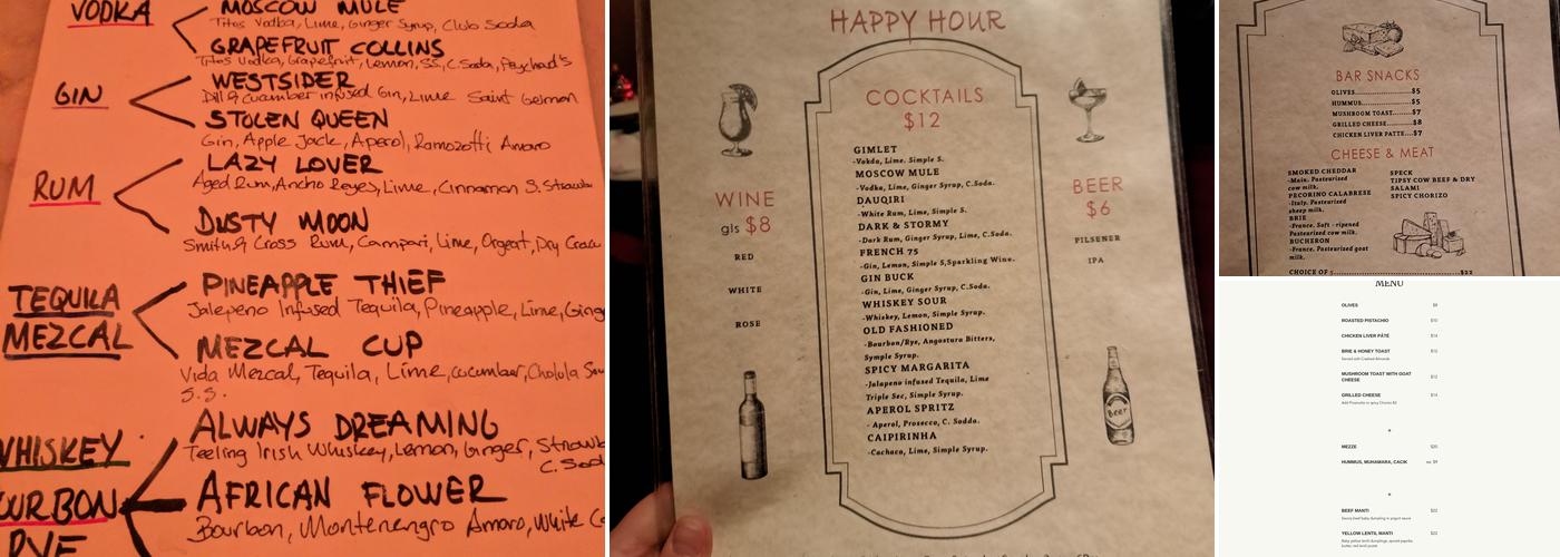 Entwine Cocktail Bar Menu