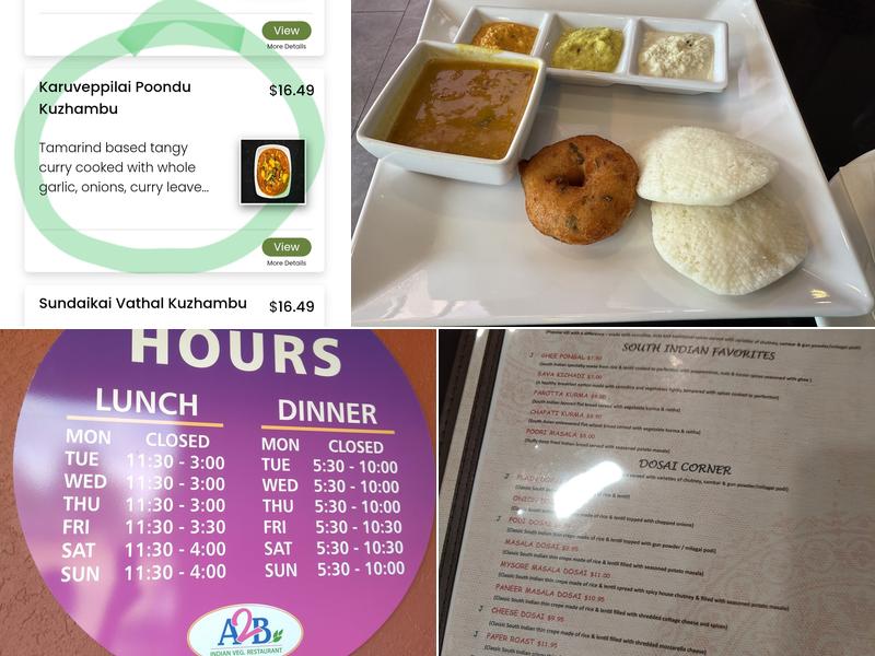 A2B Indian Veg Restaurant - Parsippany Menu