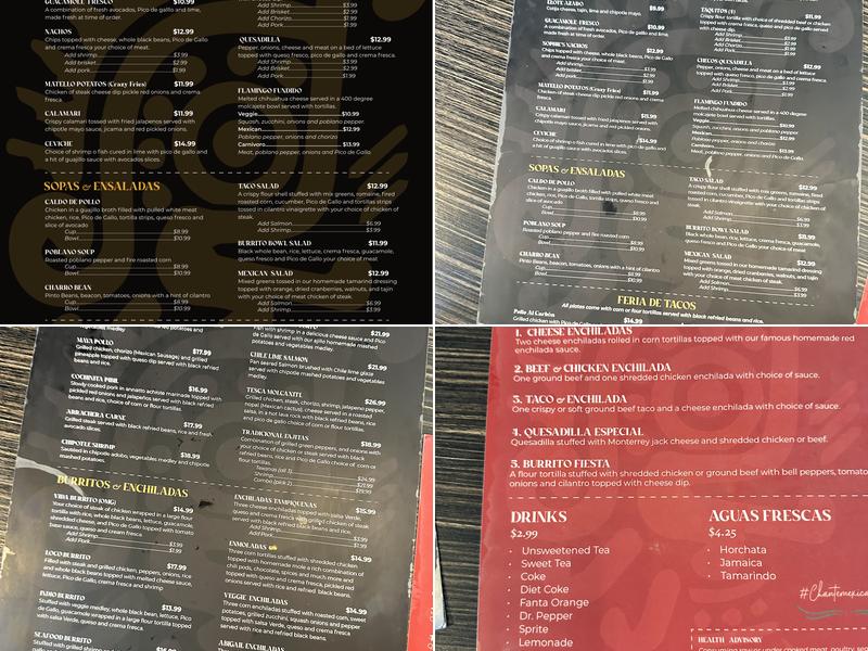 Chante Mexican Grill & Cantina Menu