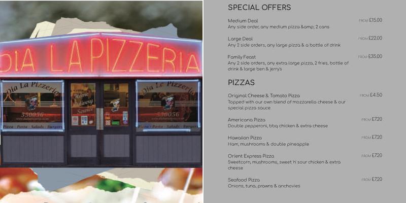 Dia La Pizzeria Menu