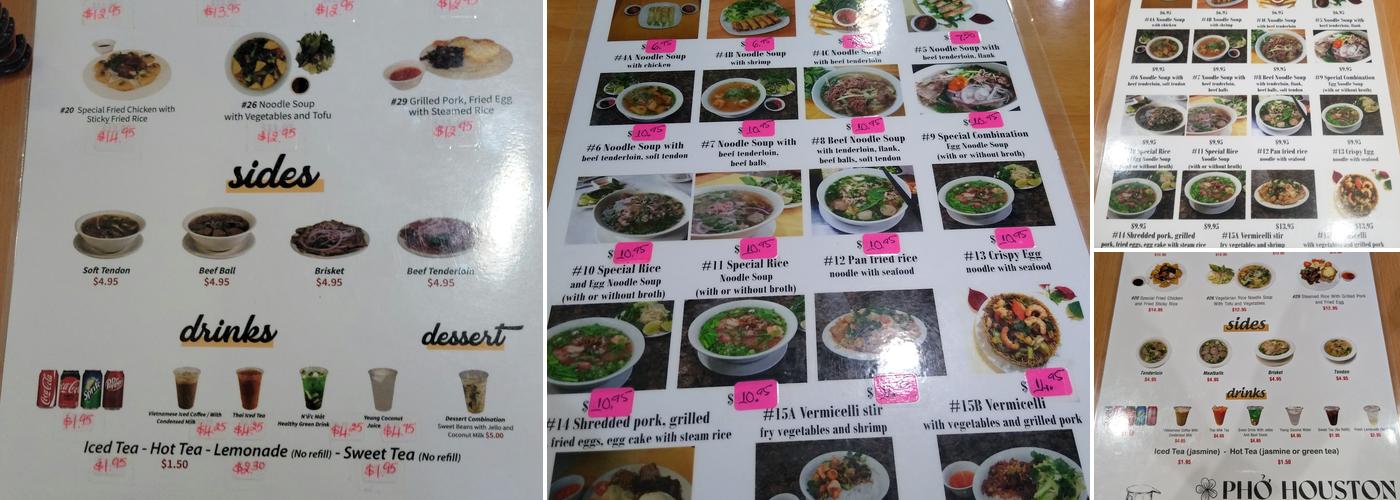 Phở Houston Menu