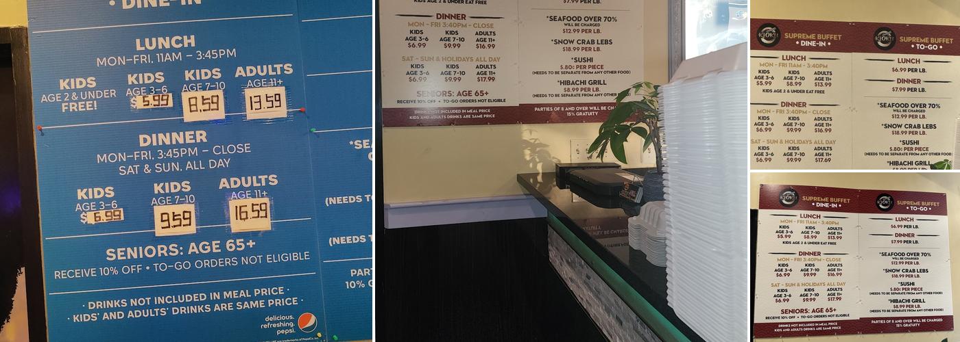 Kioku Supreme Buffet Menu