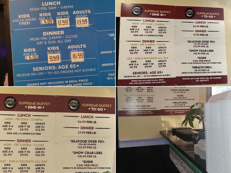 Kioku Supreme Buffet Menu