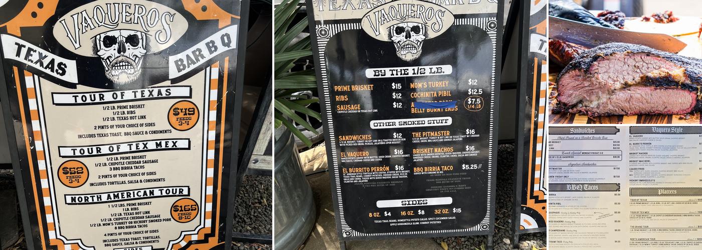 VAQUEROS TEXAS BAR-B-Q Menu