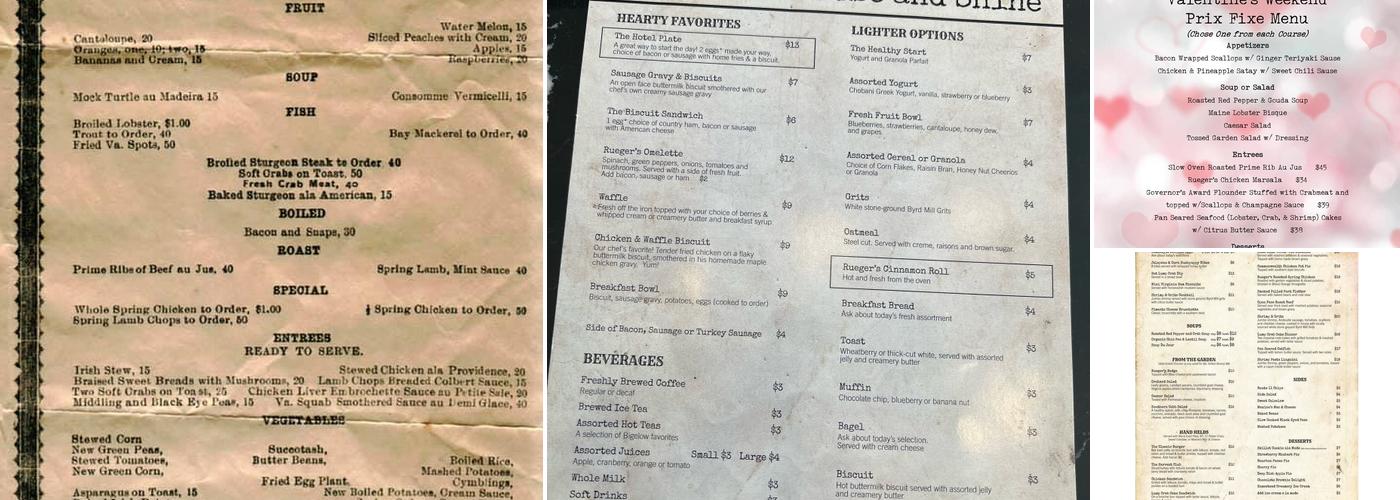 Rueger's Menu
