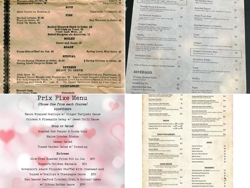 Rueger's Menu