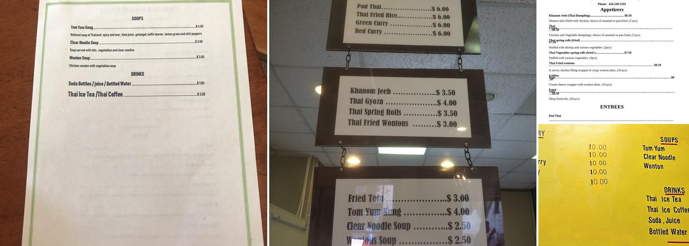 Thai Fresh Menu