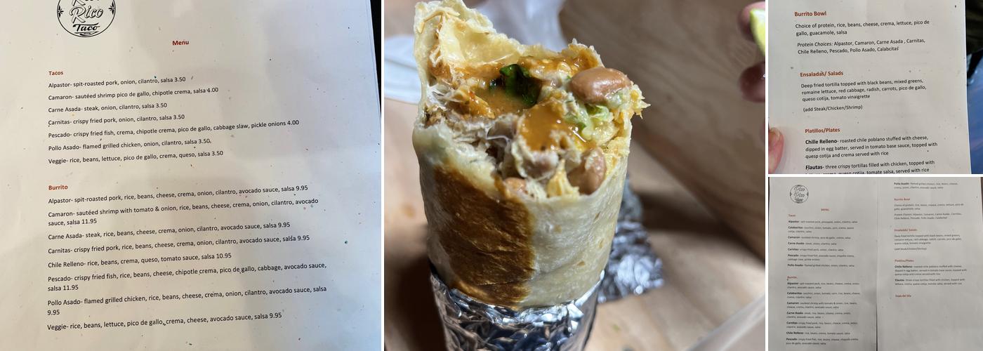 Rico Rico Taco Menu