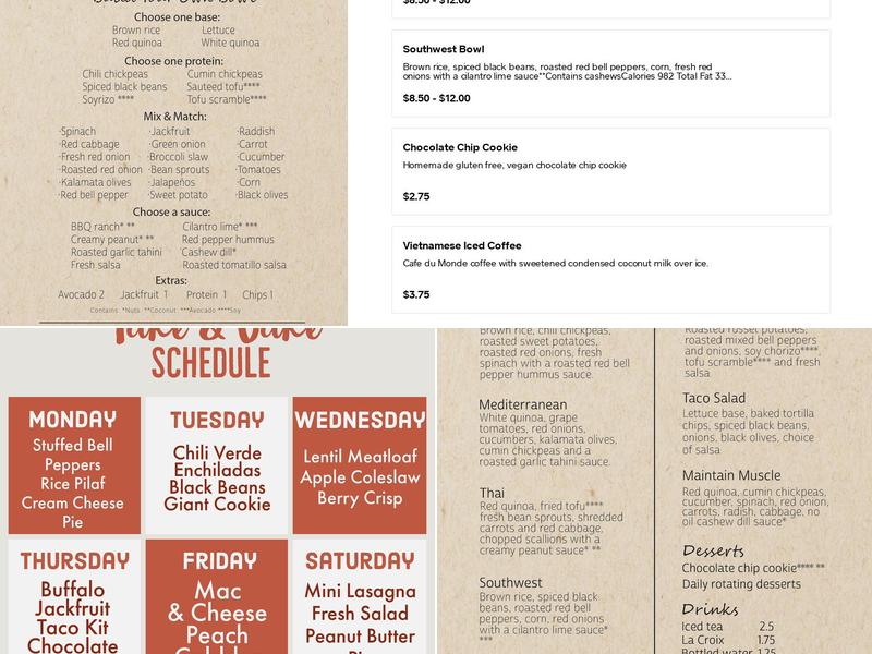 Better Bowls Menu