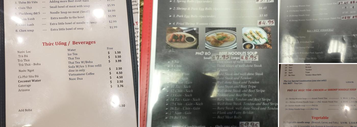 Pho Lee Menu