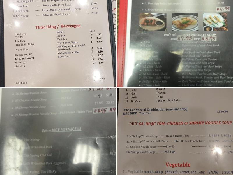 Pho Lee Menu