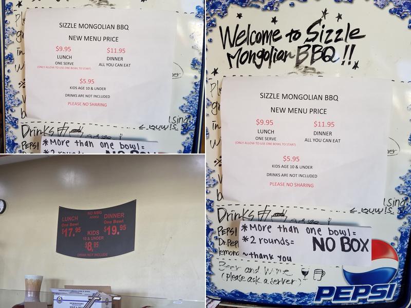 Sizzle Mongolian BBQ Menu