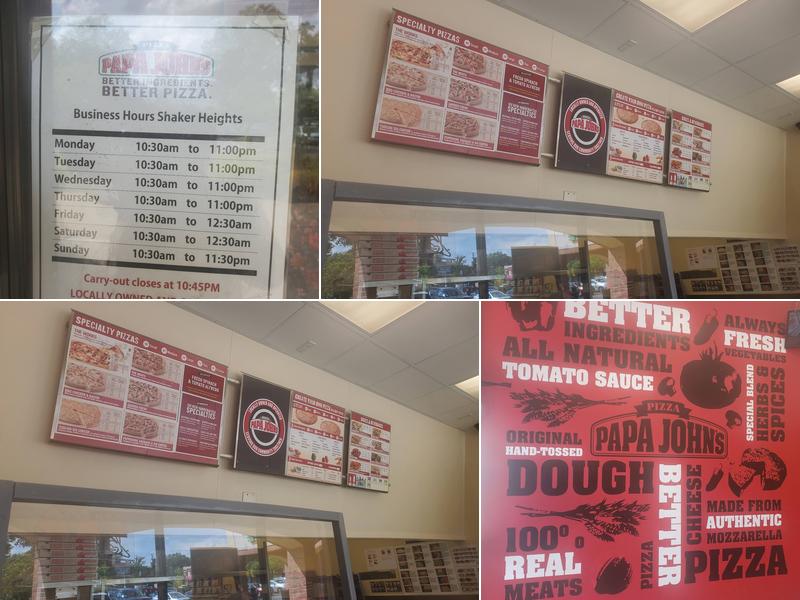 Papa Johns Pizza Menu