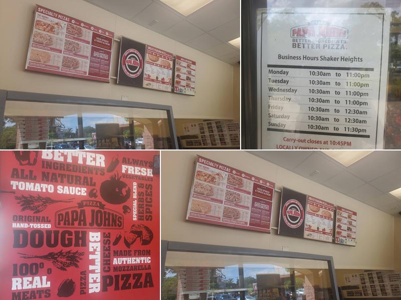 Papa Johns Pizza Menu