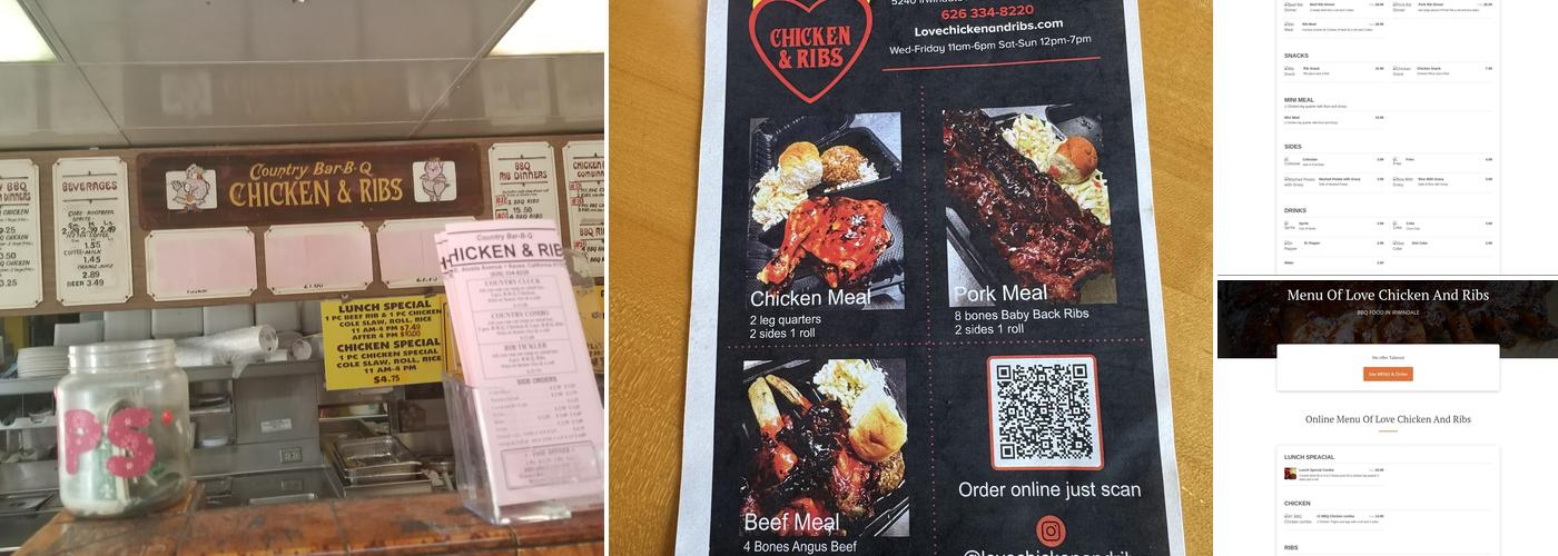 Love Chicken and Ribs Menu