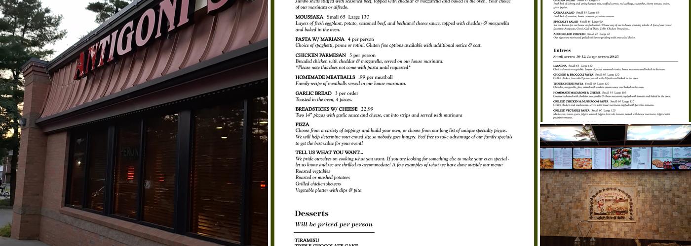 Antigoni’s Pizza Brunswick Menu