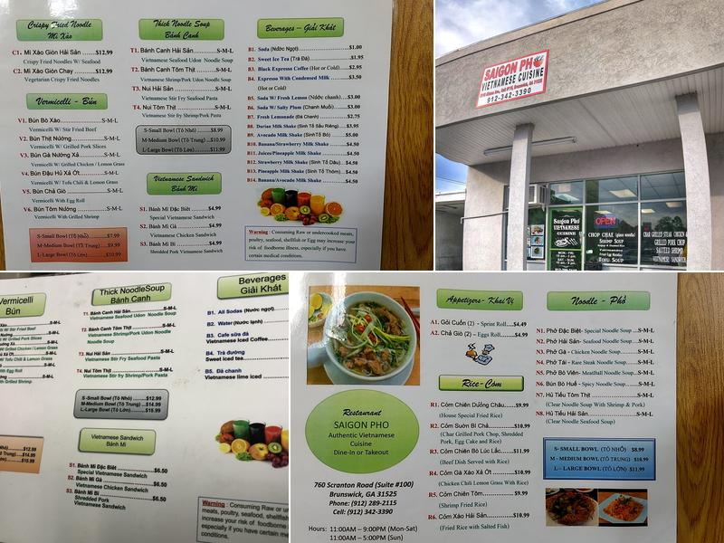 Saigon Pho Menu