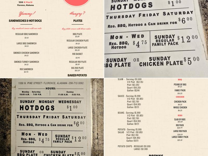 Dick Howell's BBQ Menu