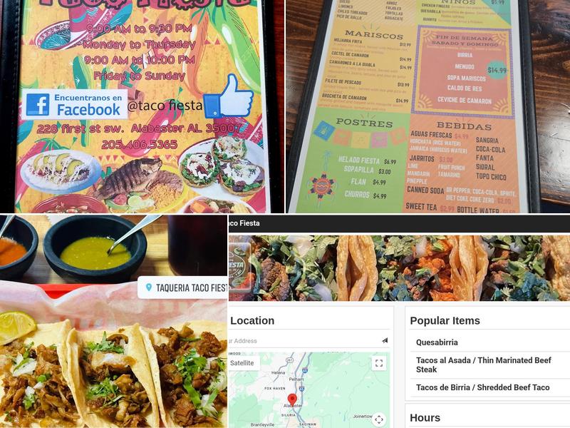 Taqueria Taco Fiesta Menu