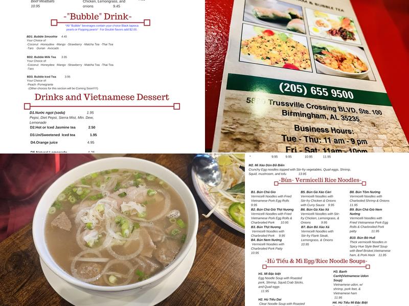 Pho Sizzle Bubble Tea Menu