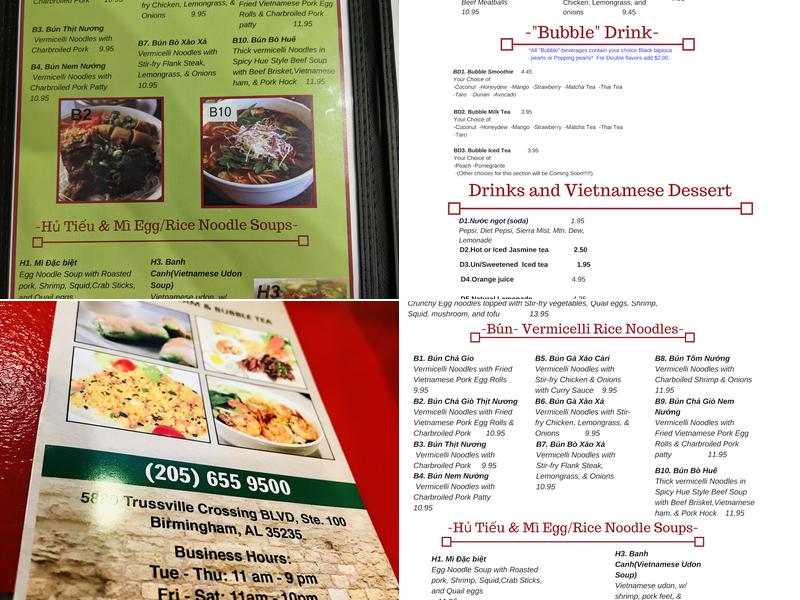 Pho Sizzle Bubble Tea Menu