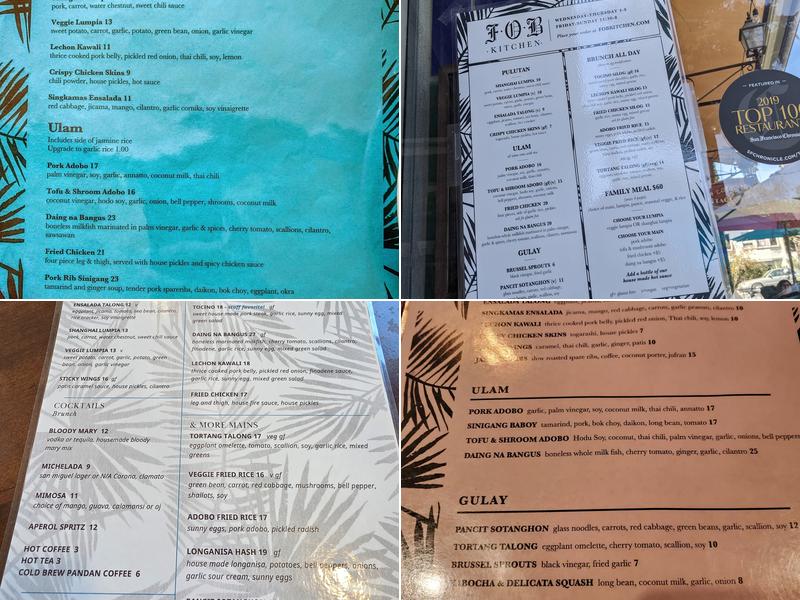 FOB Kitchen Menu