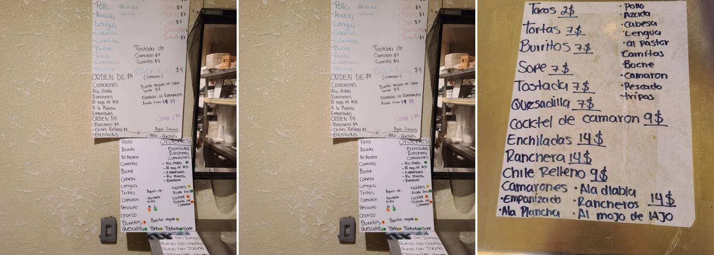 Tacos Don Toño Menu