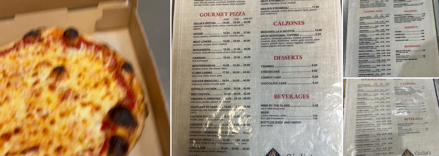 Giulia's Pizza Restaurant Menu