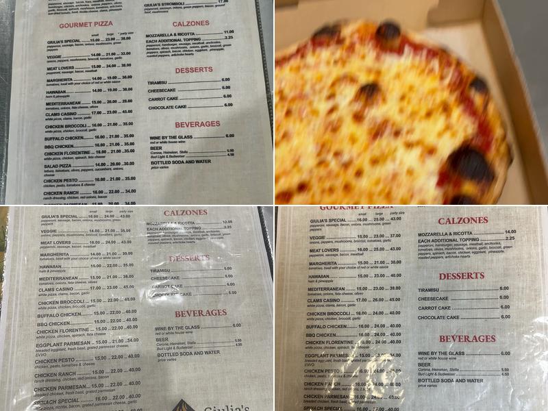 Giulia's Pizza Restaurant Menu