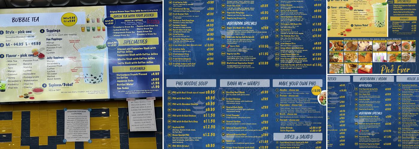 Pho Ever Cafe Menu